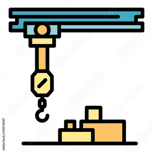 Mobile hook crane icon. Outline mobile hook crane vector icon color flat isolated