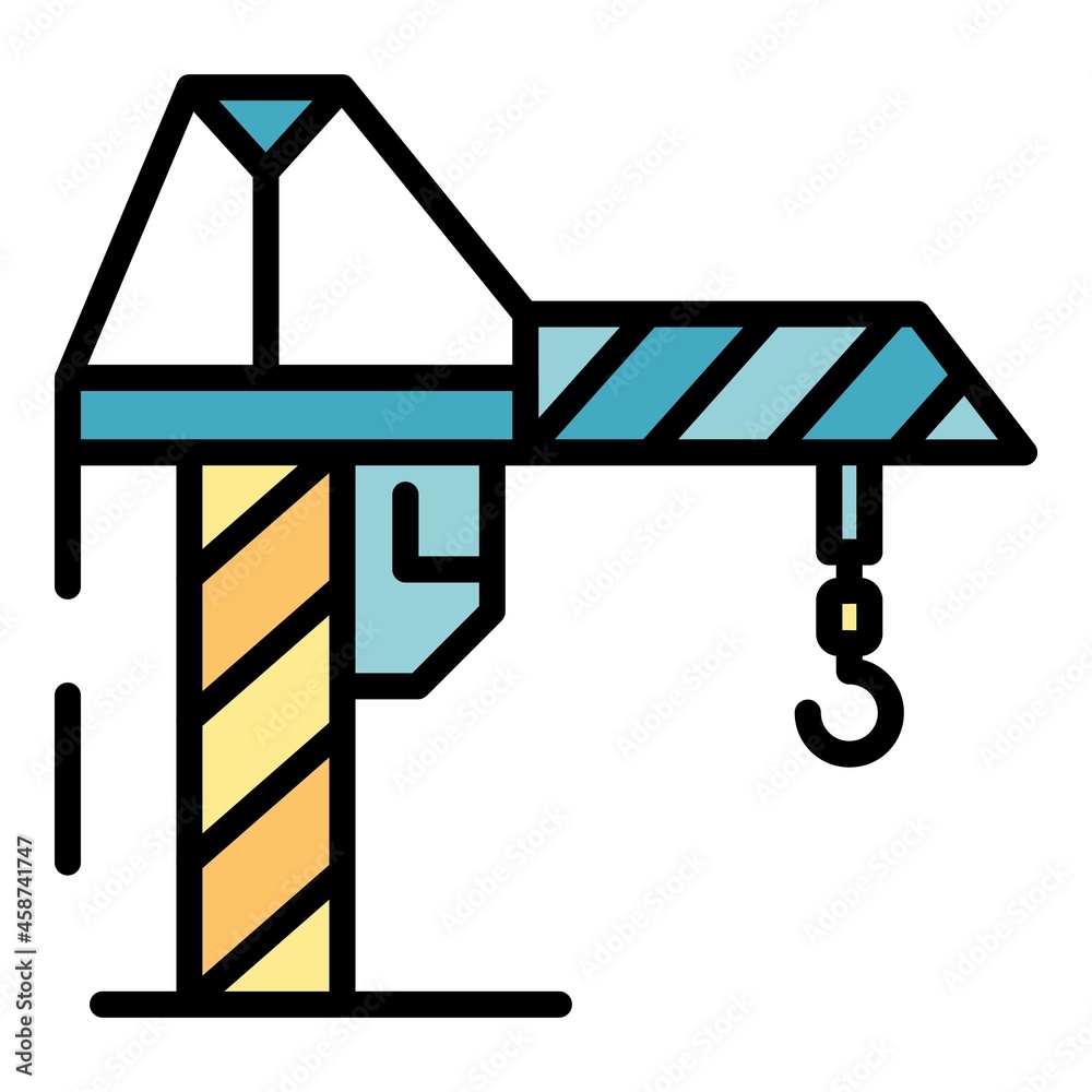 Work crane icon. Outline work crane vector icon color flat isolated Work crane icon. Outline work crane vector icon color flat isolated