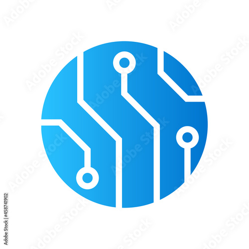 Circuit board sign icon with gradient