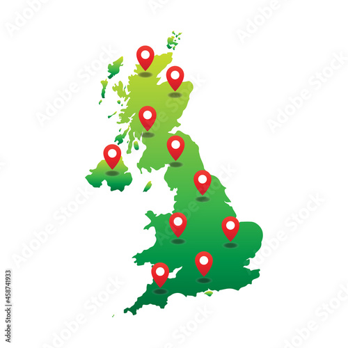 United Kingdom Map with pin location