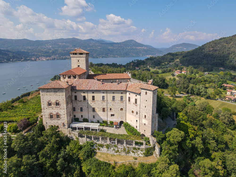 The castle of Rocca Borromea  at Angera on lake Maggiore, Italy