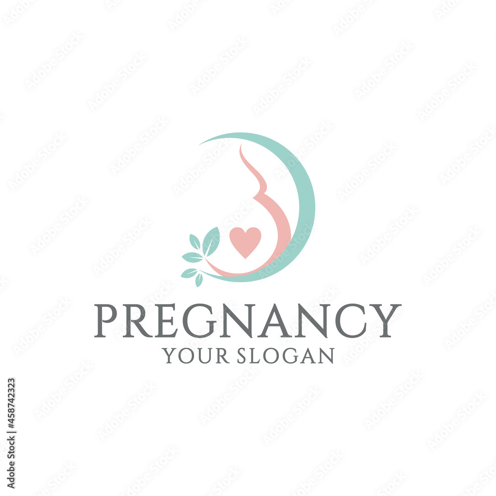 pregnancy with leaf logo design vector