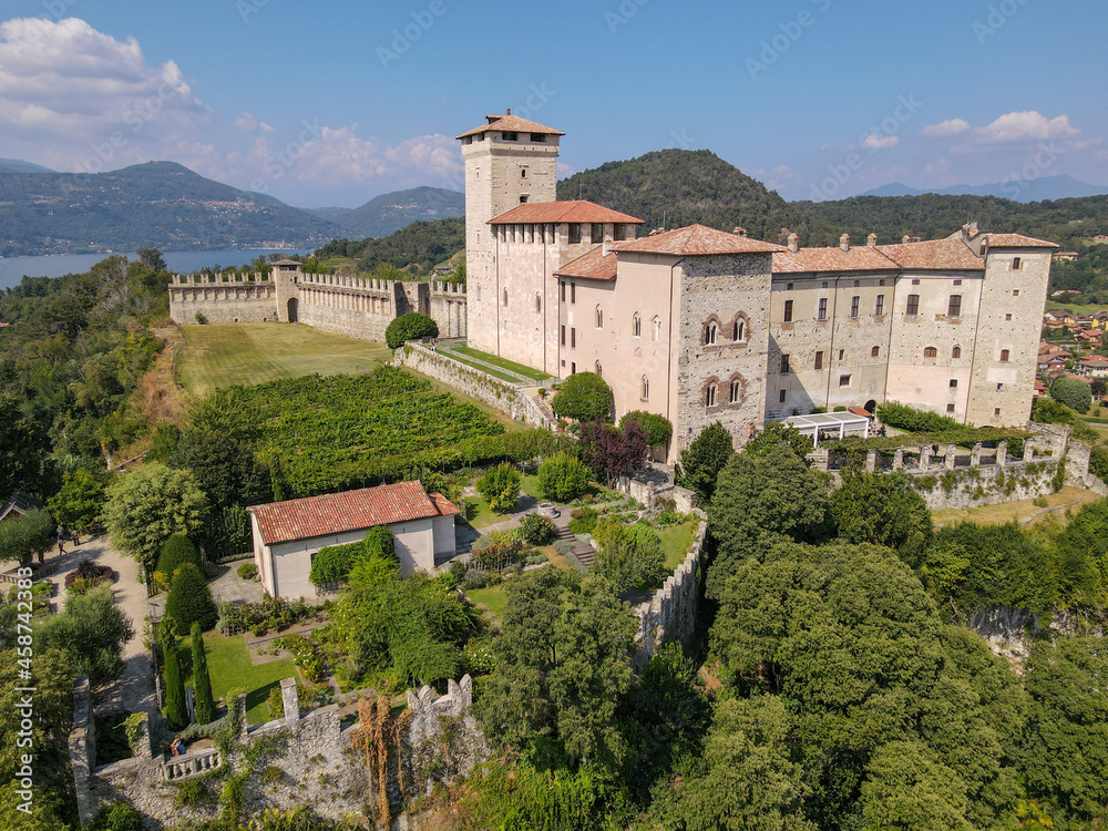 The castle of Rocca Borromea  at Angera on lake Maggiore, Italy