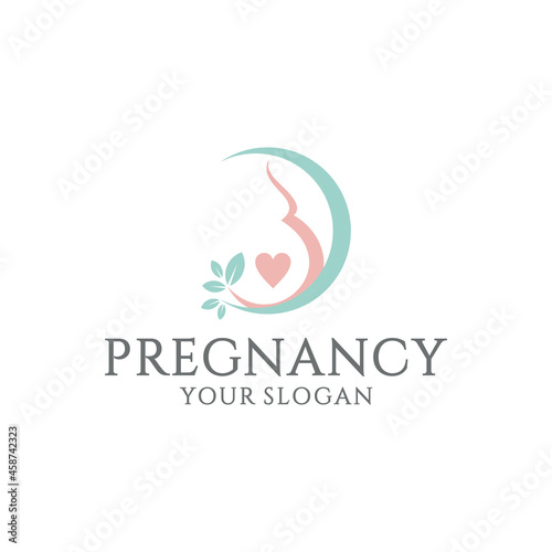 pregnancy with leaf logo design vector