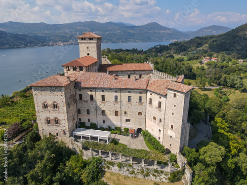 The castle of Rocca Borromea  at Angera on lake Maggiore, Italy