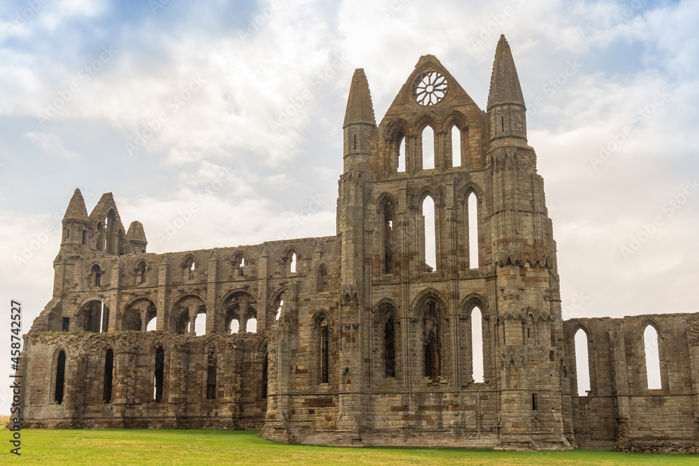 Ruins of Whitby Abbey, a 7th-century Christian monastery that later became a Benedictine abbey. Ruins of Whitby Abbey, a 7th-century Christian monastery that later became a Benedictine abbey.