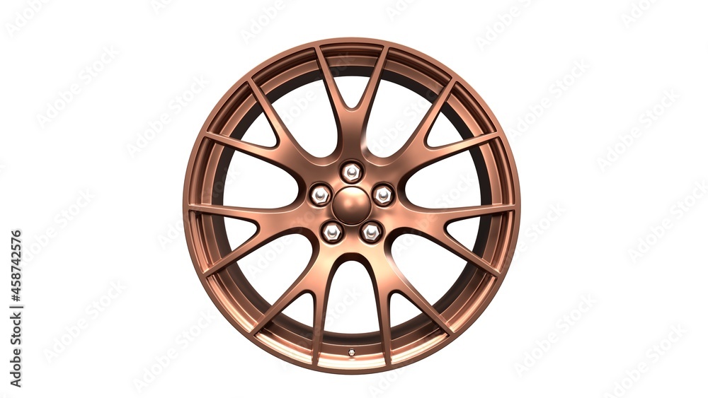 Gold alloy wheel . 3D Illustration