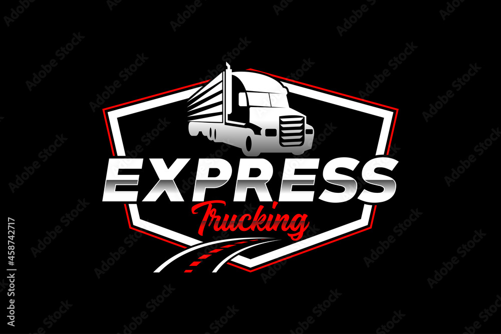Fototapeta Ciężarówka sylwetka streszczenie logo szablon wektor. nadaje się do logo cargo, ciężarówek dostawczych, logo Logistic