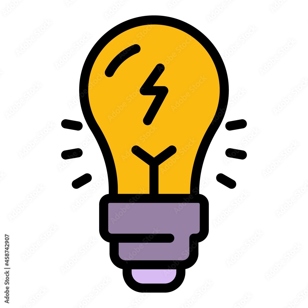 Fototapeta premium Bulb quest idea icon. Outline bulb quest idea vector icon color flat isolated