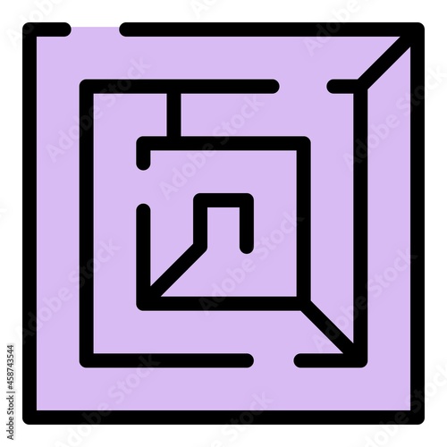 Square labyrint icon. Outline square labyrint vector icon color flat isolated