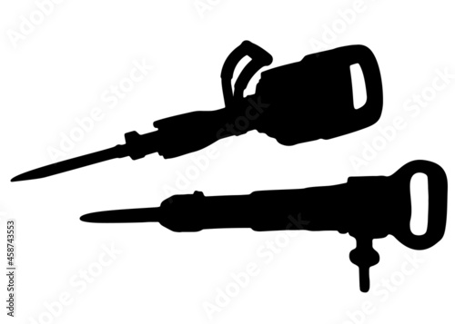 Large jackhammers tool. Vector image.