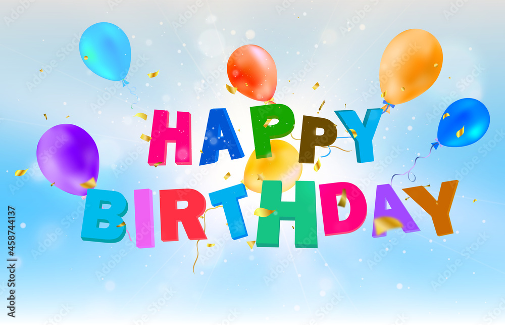 birthday greetings with balloons. greeting card vector birthday greetings with balloons. greeting card vector
