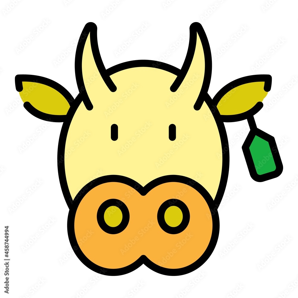 Cow head icon. Outline cow head vector icon color flat isolated Cow head icon. Outline cow head vector icon color flat isolated
