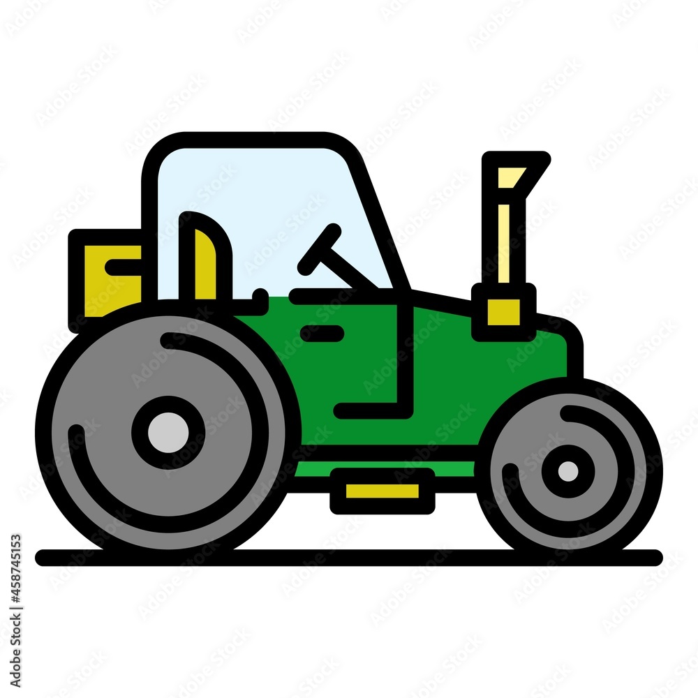 Fototapeta premium Farm tractor icon. Outline farm tractor vector icon color flat isolated