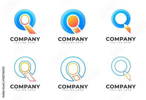 Modern gradient style initial letter q logo collection