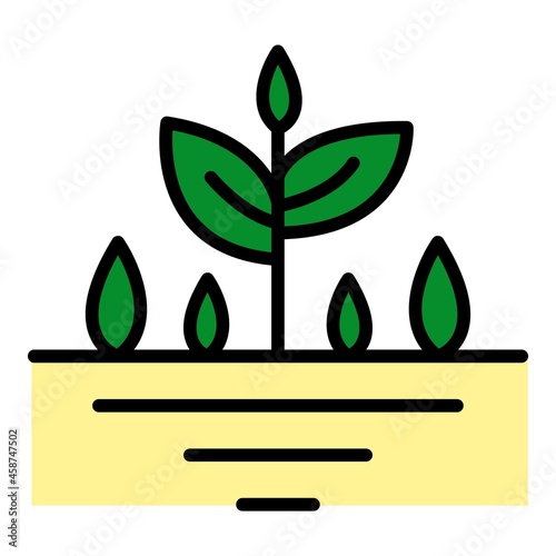 Plant in ground icon. Outline plant in ground vector icon color flat isolated