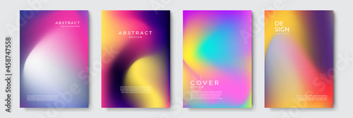 Abstract vibrant gradient geometric cover designs, trendy brochure templates, colorful futuristic posters. Vector illustration.