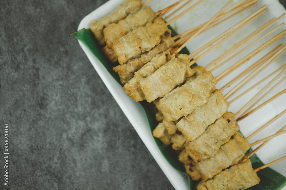 Grilled pork satay, Thailand street food Grilled pork satay, Thailand street food