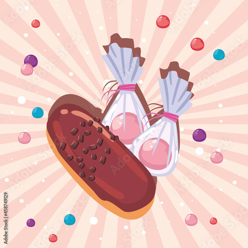 eclair with chocolates