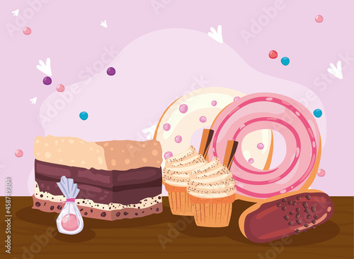 cake with muffins and donuts
