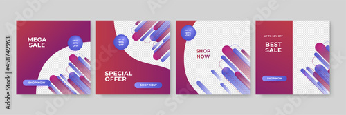 Modern Social Media banner template. Promotional web banners for social media. Elegant sale and discount promo - Vector. Modern promotion square web banner for social media mobile apps