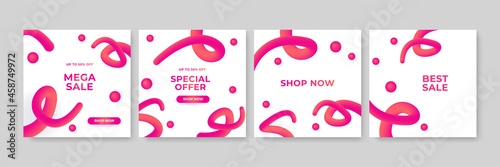 Modern Social Media banner template. Promotional web banners for social media. Elegant sale and discount promo - Vector. Modern promotion square web banner for social media mobile apps