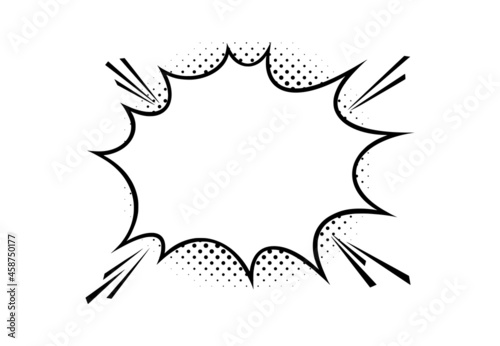 Comic boom speech bubble with halftone. Puff shape for surprising and explosive events. Vector illustartion isolated in white background