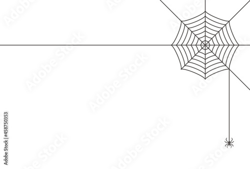 Canvastavla 蜘蛛の巣と糸を出してぶら下がる蜘蛛：ハロウィーンやホラーイメージのシンプルな背景・フレーム素材 - はがきサイズ