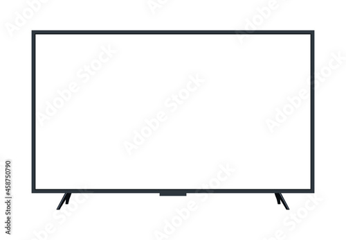 TV flat screen lcd, plasma, tv mock up. white blank HD monitor mockup. Modern video panel black flatscreen.Isolated on white background. Widescreen show your business presentation on display device.