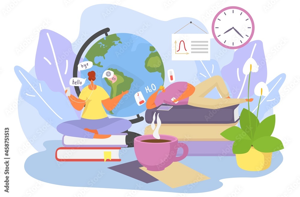 Education online concept, vector illustration. Flat tiny people student ...