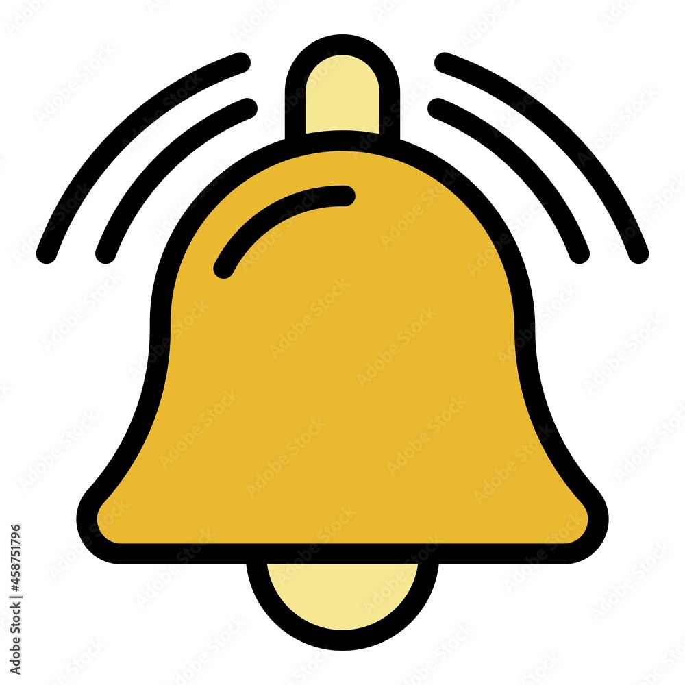 Bell notification sound icon. Outline bell notification sound vector icon color flat isolated Bell notification sound icon. Outline bell notification sound vector icon color flat isolated
