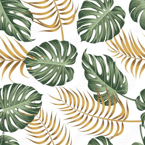 Floral seamless pattern with leaves. tropical background	