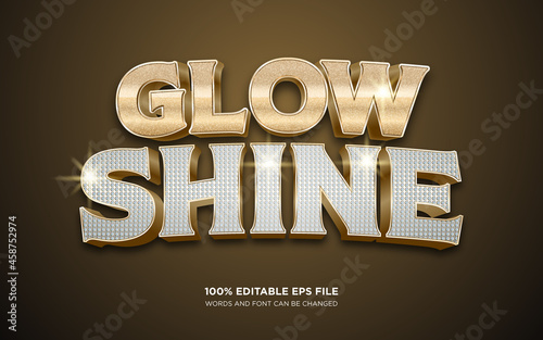 Glow and Shine gold editable text style effect	
