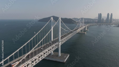 Aerial view of Gwangandaegyo bridge in Busan. May, 2021. 부산 광안대교 photo