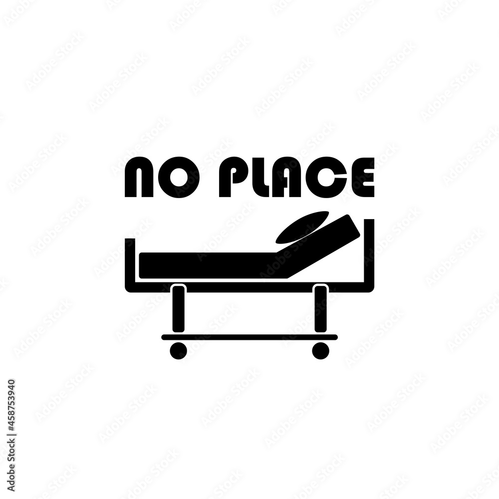 Hospital bed with no place text icon isolated on white background Hospital bed with no place text icon isolated on white background