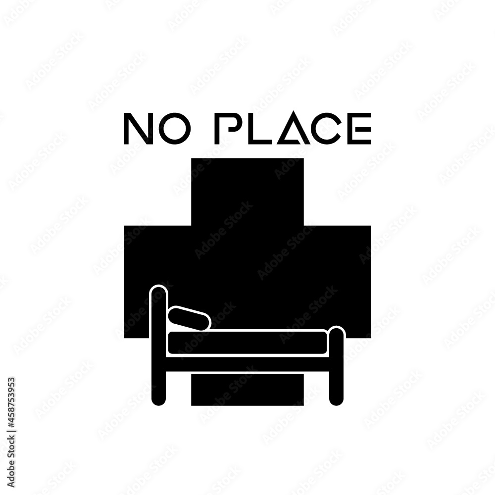 Hospital bed with no place text icon isolated on white background Hospital bed with no place text icon isolated on white background