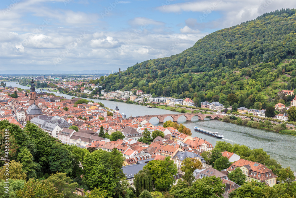 Heidelberg, Germany. Scenic view of the historic center from the height of the castle 