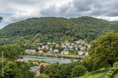 Heidelberg, Germany. Picturesque landscape with the Neckar river within the city