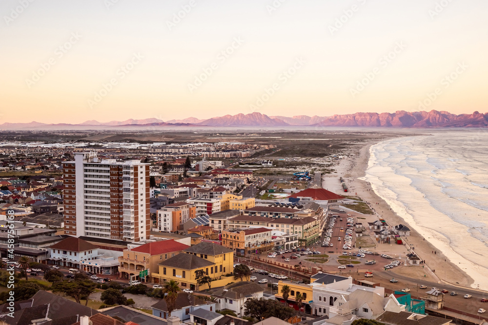 Fototapeta premium Elevated panoramic view of Muizenberg beach Cape Town
