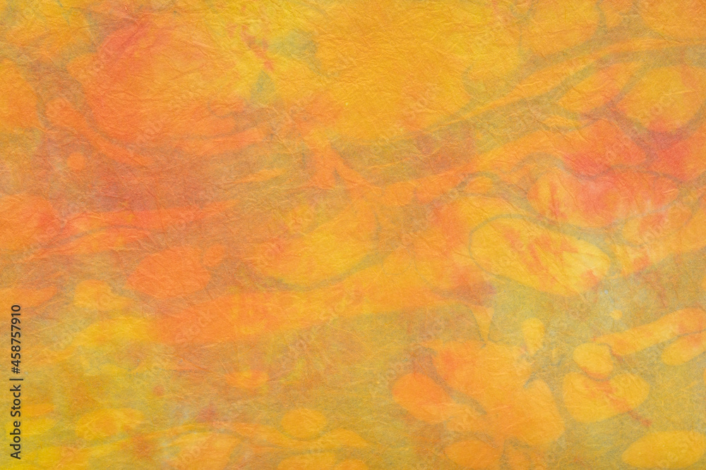 background of orange and red marbled momi paper (bottom side)