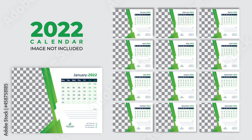 Calendar 2022 template planner vector diary in a minimalist style, 2022 calendar with simple design. vector of calender 2022.corporate desk calendar ready to print. week start on monday. sunday as wee