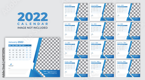 Calendar 2022 template planner vector diary in a minimalist style, 2022 calendar with simple design. vector of calender 2022.corporate desk calendar ready to print. week start on monday. sunday as wee
