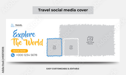 Travel Agency Social Media Cover Photo Design. Timeline Web Banner. Tourism Marketing Cover Banner Template