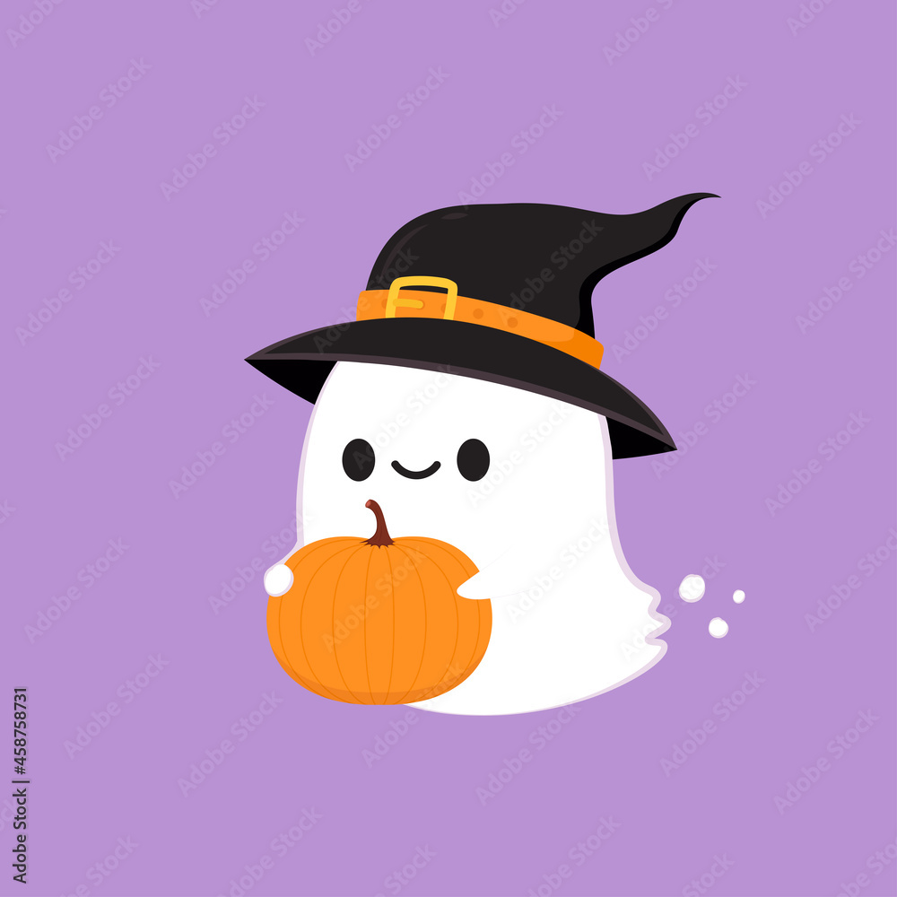 Cute ghost cartoon vector. Ghost character design.