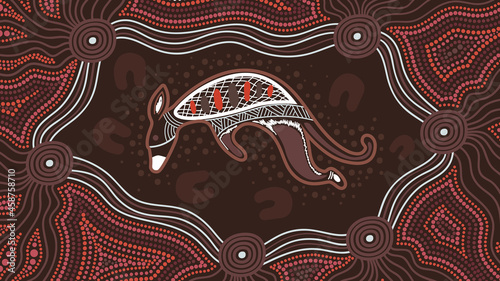 Brown Aboriginal Dot Kangaroo Artwork