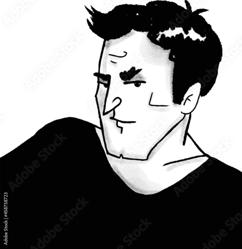 vector caricature of young handsome man isolated