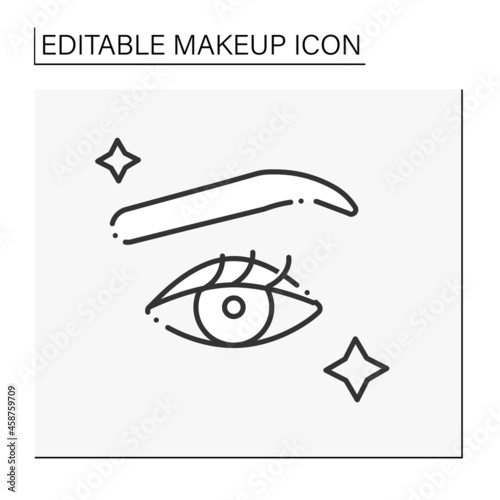  Makeup design line icon. Trendy makeup with attractive eyebrow, long eyelashes. Glowing up. Makeup concept. Isolated vector illustration. Editable stroke