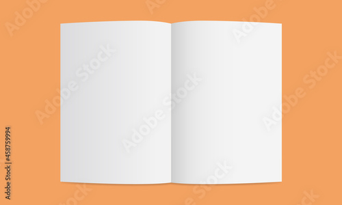 Top view white paper opened. Paper illustration mockup design
