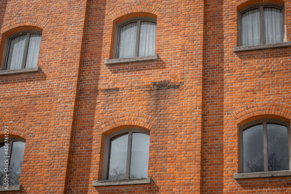 old red brick wall windows part residential 