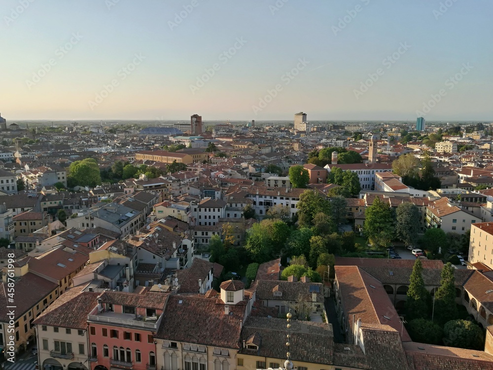  Aerial view of the old town of Padua at sunset 